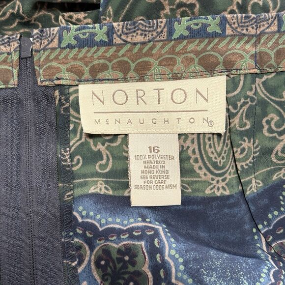 Vtg 90s Midi Skirt 16 Blue Brown Paisley Moody Grunge Boho Modest Whimsigoth Y2K - Picture 8 of 9